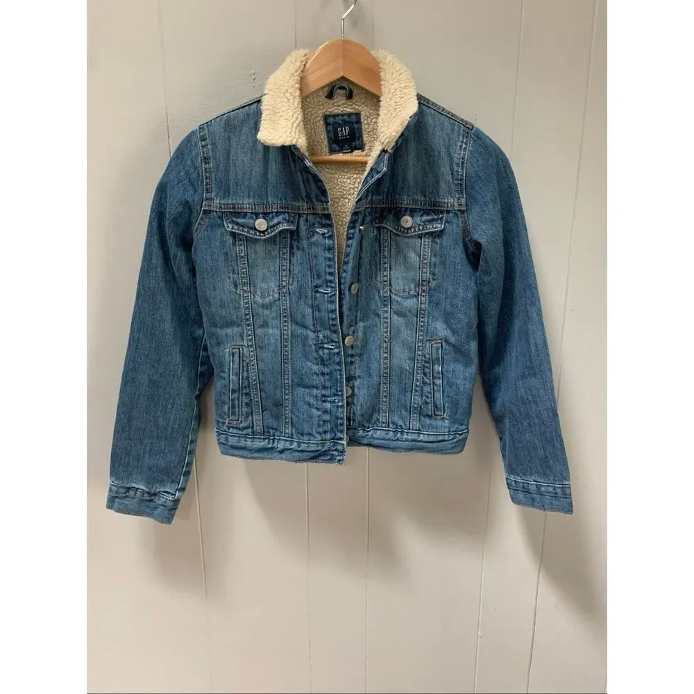Gap kids Sherpa Lined Denim Jacket Medium Wash XXL